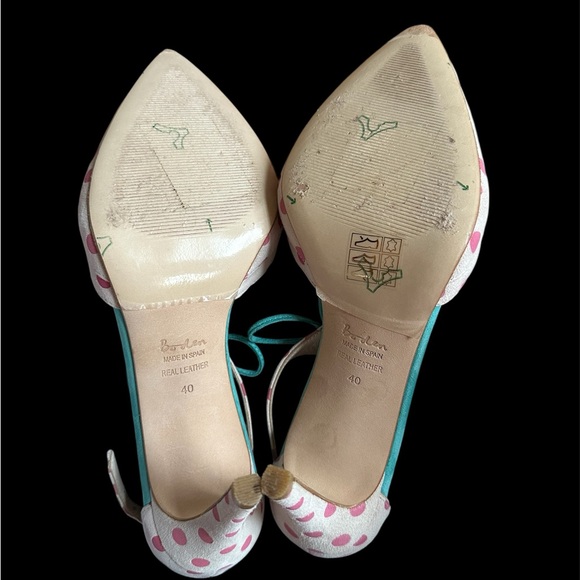 Boden Alice T Strap Suede Leather Polka Dot Pumps Women’s Size 9M Pointed Toe - Picture 14 of 15